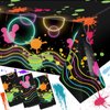 Neon Tablecloth Glow Party Table Covers 108 x 54 Inch Plastic Neon Table Cloths Neon Party Supplies for Glow in The Dark Birthday Party Supplies Decoration