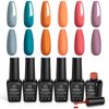 Beetles Gel Nail Polish Set, Hotel California Collection Light Blue Orange Dusty Pink Gel Polish Orange All Seasons Nail Art Manicure Kit Soak Off Uv LED Gel Gift for Girl Women