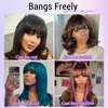 Starmo Bob Wig with Bangs Human Hair Wigs Glueless Wigs Straight Layered Bob Wigs with Bangs 4x2 Transparent Lace Bob Wigs Black for Women 14 Inch