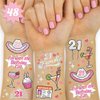 xo, Fetti 21st Birthday Party Decorations Temporary Tattoos - 48 pcs | Fun Bday Girl Party, Finally 21, RIP Fake ID, HBD, Disco Cowgirl Party, Twenty One Tiara