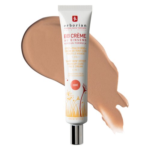 Erborian BB Cream with Ginseng, Tan (Dore) - Lightweight Buildable Coverage with SPF & Ultra-Soft Matte Finish Minimizes Pores & Imperfections - Korean Face Skincare - 1.5 Oz