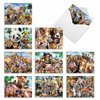 The Best Card Company - 10 Blank Animal Cards Box Set (4 x 5.12 Inch) - Bulk Assorted Pets, Horses, Wildlife Cards for Kids, Camp - Here's Looking at Zoo M6639OCB