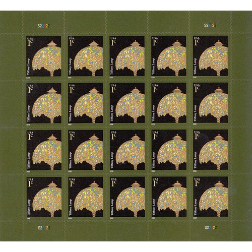 USPS Tiffany Lamp Sheet of Twenty One Cent Stamps Scott 3749