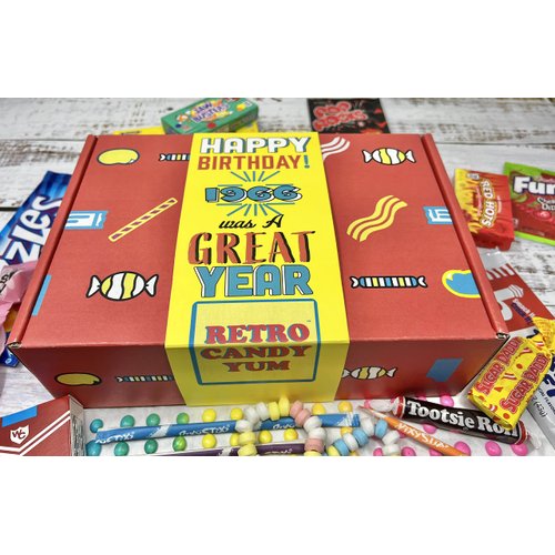 RETRO CANDY YUM ~1966 58th Birthday Gift Box Nostalgic Candy Mix from Childhood for 58 Year Old Man or Woman Born 1966 Jr