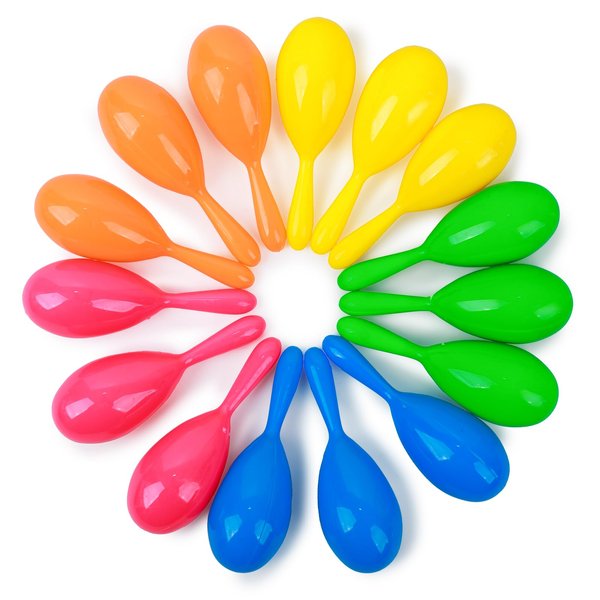 LovesTown 15PCS Plastic Maracas, Mini Maracas Colorful Maracas for Kids Toy Musical Instruments Noisemaker for Party Favors Toddlers Gift