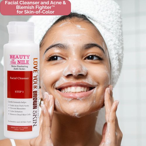 Beauty Of The Nile Facial Cleanser and Acne & Blemish Fighter™ for Skin-of-Color, Acne Spots Oily Skin Hydrate Salicylic Acid Niacinamide 3.72 Oz