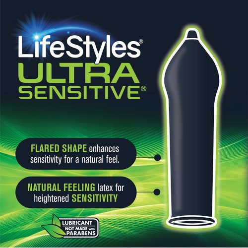 LifeStyles Ultra Sensitive Natural Feeling Lubricated Latex Condoms, 12 Count (Packaging May Vary)