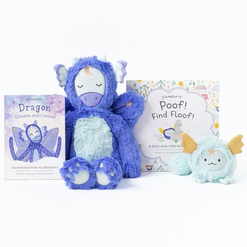 Slumberkins Poof! Find Floof Board Book + Dragon Kin with Dragon Dreams and Creates Bord Book + Powder Floof Mini Plush - Easter Gift Set, SEL Social Emotional Learning Toys for Boys & Girls