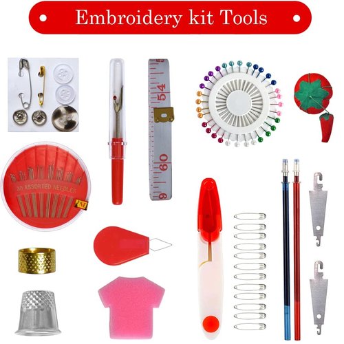 QCZKB 188 Embroidery Floss Set Including Cross Stitch Threads Friendship Bracelet String with 2-Tier Transparent Box, Floss Bobbins and Cross Stitch Kits, Cotton