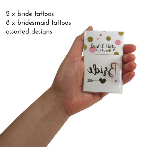 Bachelorette Party Tattoo, Bridal Shower Supplies For Bridesmaids, Gold Metallic Temporary Tattoos Favors