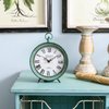 NIKKY HOME Antique Table Clock Silent Non-Ticking, Shelf Desk Top Clock Battery Operated Rustic Distressed Design, Shabby Chic Home Decor for Fireplace Mantel, Desktop, Countertop- Green