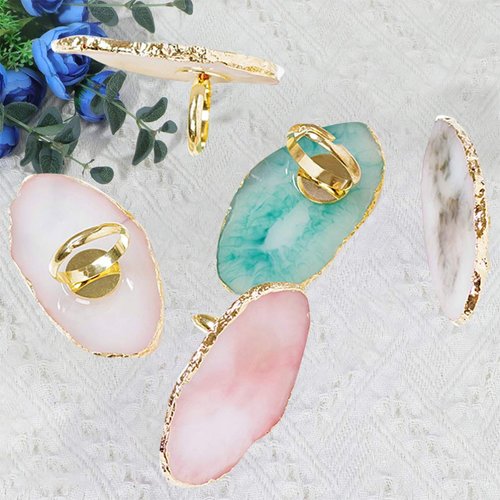 5pcs Resin Nail Art Palettes Finger Ring Plate Adhesive Glue Stand UV Gel Polish Nail Art Equipment Manicure Tool Eyelash Glue Holder (Mixed Style)