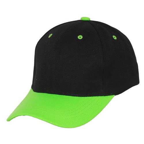 Curve Bill Adjustable Baseball Cap, Black/Lime