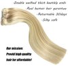 Eufficco Real Human Hair Lace Clip In Hair Extensions 16inch Finish at 16.5inch 100g Highlights Piano Color Dirty Blonde/Bleach Blonde Double Wefted Thick Ends Silky Soft Human Hair Extensions