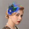 Yokawe Elegant Blue Peacock Hair Accessories with Crystal for Gatsby Party - Women's Feather Hair Clips