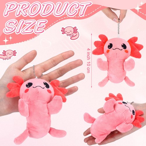 WinnerWhy 20 Pieces Axolotl Plush Toys Axolotl Stuffed Animals Bulk, Kawaii Axolotl Keychains Plush Stuffed Axolotl Toy Small Plush Axolotl Gifts Ornament Axolotl Birthday Party Favors(Pink)