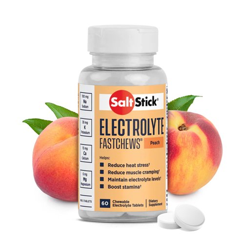 SaltStick Electrolyte FastChews - 60 Peach Chewable Electrolyte Tablets - Salt Tablets for Runners, Sports Nutrition, Electrolyte Chews for Hydration