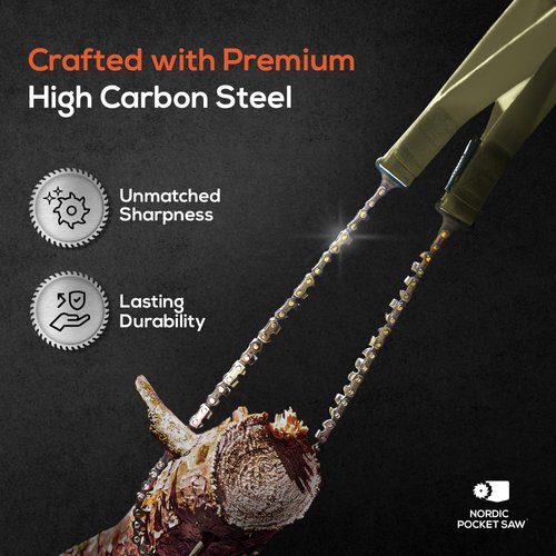 Nordic Pocket Saw Chainsaw 25.6" or 36" - Camping Chain Saw with 3 Color Variations - Pocket Chain Saw for Outdoor and Trail Builders - Tactical Chainsaw - Pocket Saw Chain - Saw backpacking & Hiking