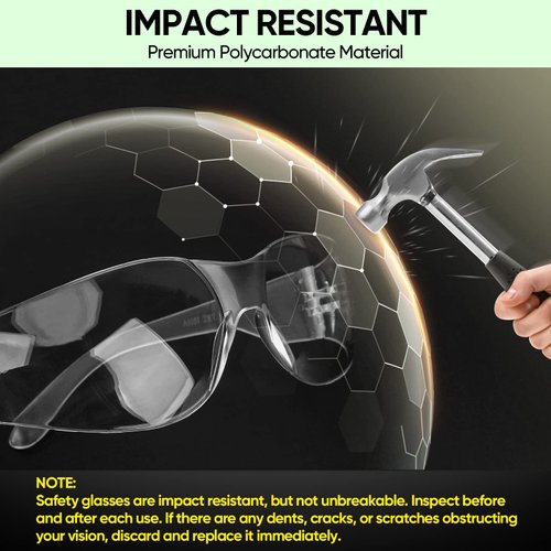 TICONN 24 Clear Safety Glasses for Men, Safety Goggles with Scratch Impact Resistant Meets ANSI Z87.1 Standard (24 Pack)