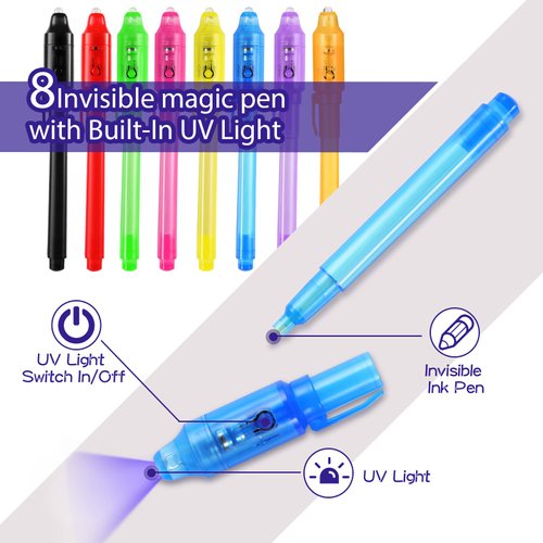 WEST STORY 16PCS Invisible Ink Spy Pen Magic Pens for Kids Magic Party Favors, Invisible Ink Pen for Writing Secret Message, Spy Party, Kids Party Favors