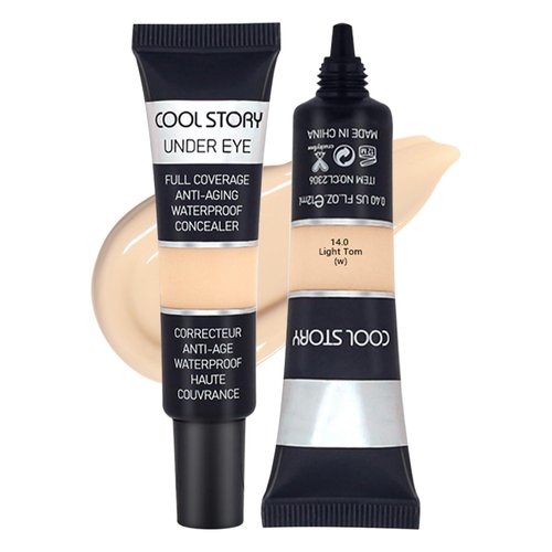 2 PCS Under Eye Concealer Full Coverage, Waterproof Color Correcting Concealer All Day Coverage Dark Circles, Puffiness, Redness, Lightweight Cream Foundation Brightener, Natural Matte Finish, light W