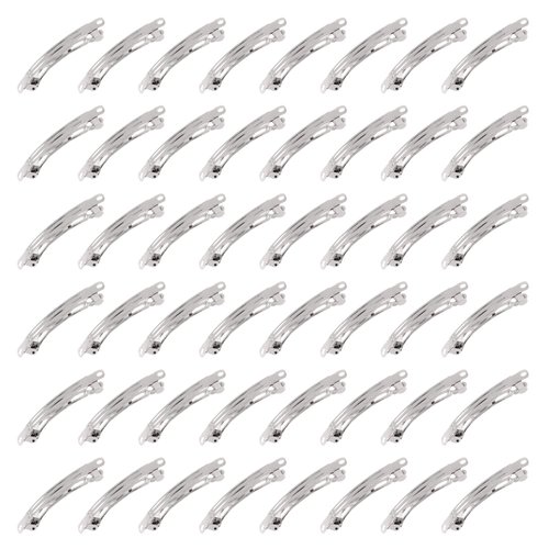 Mardatt 100 Pcs French Barrette Hair Clips Assortment Set 1.96 Inch Silver Metal Blank Alligator Hairpin Rectangle Craft Bow Clips for DIY Hairdressing Accessories (5cm)