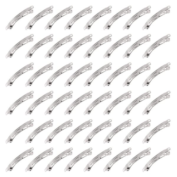 Mardatt 100 Pcs French Barrette Hair Clips Assortment Set 1.96 Inch Silver Metal Blank Alligator Hairpin Rectangle Craft Bow Clips for DIY Hairdressing Accessories (5cm)