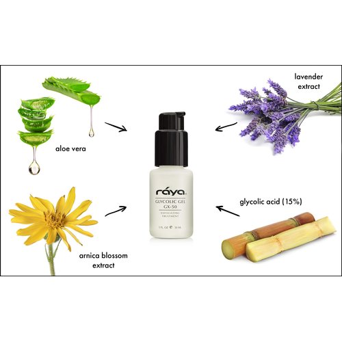 Raya Glycolic Gel GX-50 | Face Moisturizer & Hydrating Face Cream | Against-Wrinkle Facial Creams with AHA for Oily & Break-Out Skin | Clears Blemishes, Reduces Oiliness & Fine Lines