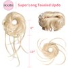 HOOJIH Messy Bun Hair Piece, Super Long Tousled Updo Hair Bun Extensions Wavy Hair Wrap Ponytail Hairpieces Hair Scrunchies with Elastic Hair Band for Women HB007 Grace - Cool Light Blonde
