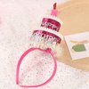 NUOBESTY Happy Birthday Cake Headband Cupcake Hairband Sequins Headpiece Band Party Hair Hoop Birthday Tiara Hair Accessories for