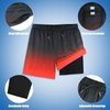 Boys Black Red Ombre Swim Trunks with Boxer Brief Liner Anti Chafe No Binding Swimming Shorts Compression Lined 4-Way Stretchy UPF Quick Dry Bathing Suit Size 14-16