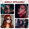 Face Body Paint Set, Halloween Cosplay SFX Makeup Black White Green Cream + Fake Blood, Washable Formula Face Painting, Ideal for Halloween, SFX, Theater, Cosplay, Parties and Costume
