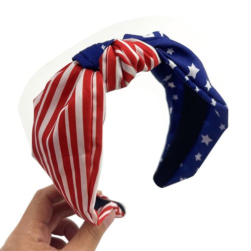 American Flag Knotted Headband,4th of July Headband,Red White Blue Patriotic USA Bow Knotted Wide Headband Yoga Hair Band Hair Hoops,for Women Girls Gift,4th of July Decorations,Independence Day