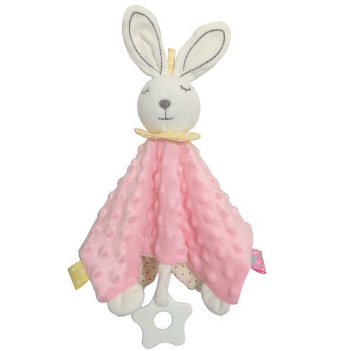 Upalupa Baby Stuffed Animal Security Blanket with Colorful Textured Tags Soothing Sensory Teether Toy Super Soft Plush Infant Taggy Blanket Minky Dot Lovey Puppy Security Blanket for Nowborn