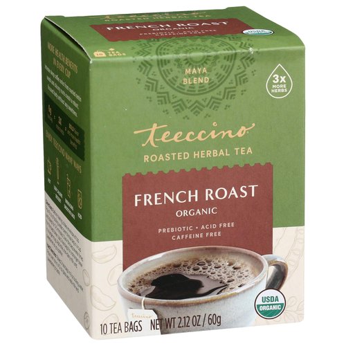 Teeccino French Roast Herbal Tea - Rich &amp; Roasted Herbal Tea That’s Caffeine Free &amp; Prebiotic for...