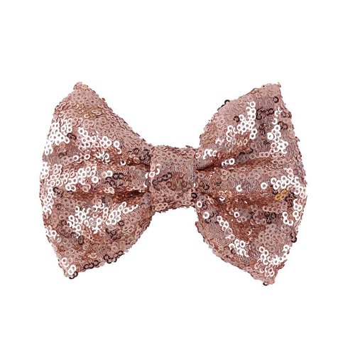 Lofruiin Girl's Lovely Fashion Bow Hairpin Sequins Hair Clip for Daily Life Travel Party Festivals (Rose Gold)