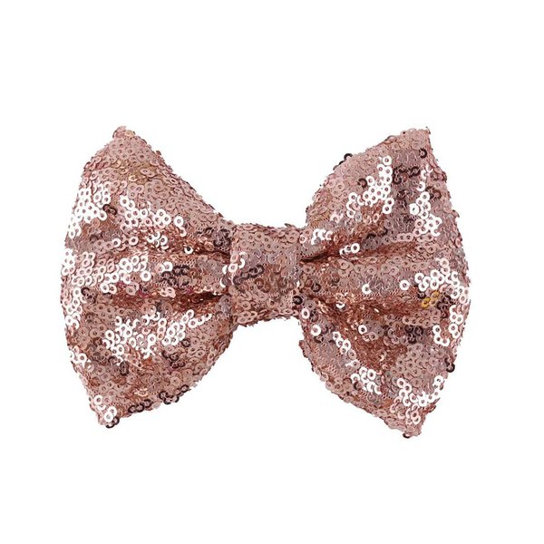 Lofruiin Girl's Lovely Fashion Bow Hairpin Sequins Hair Clip for Daily Life Travel Party Festivals (Rose Gold)