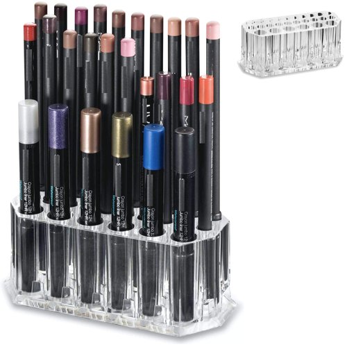BY ALEGORY Acrylic Eyeliner Organizer & Lip Liner Organizer 26 Space Storage 20 Standard 6 Jumbo Cosmetic Pencil Makeup Display Case Refillable Container