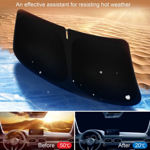 SHINEHOME Car Windshield Sun Shade Compatible with 2017 2018 2019 2020 2021 2022 2023 2024 Mazda CX-5 CX5 Accessories Foldable Sunshade Custom Windshield Sun Visor
