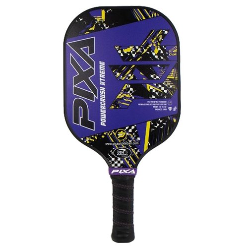 PIXA Powercrush Xtreme Fiberglass Face 13mm Pickleball Paddle with Friction Surface for Great Spin and Control! Beginner/Intermediate; Great Gift!