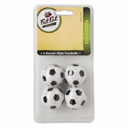 Fat Cat Foosball/Soccer Game Table Soccer Balls: 36 mm Regulation Size Foosballs, Black/White, 4 Pack