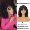 KEVVTY Black Curly Wigs for Black Women Short Curly Wigs With Bangs For Women Synthetic Afro Curly Wigs Bouncy Fluffy Curly Hair Wigs Glueless Daily and Cosplay