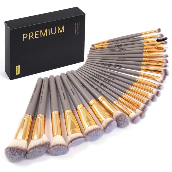 MAANGE Makeup Brushes, 25pcs Makeup Brush Set Premium Synthetic Concealer Blush Foundation Eyeshadow Brush Professional Make up Brushes with Gift Box(Black)