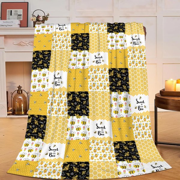 Bee Blanket Nursery Bee Fleece Throw Blanket Fuzzy Plush Super Soft Cozy Warm Toddler Bee Decor Stuffed Animal Bedding Blanket Gifts for Boys Girls Kids Adult Men Women 40"x50"