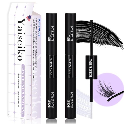2 Pcs Lash Bond and Seal for Eyelash Extensions Lash Cluster Glue Long Lasting Eyelash Glue Waterproof DIY Lash Extension Glue 2 in 1 Individual Lash Glue（5ml+5ml）