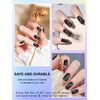 Kalolary Black Gel Nail Wrap Strips, Cat Eye Black Full Nail Wrap Gel Nail Art Polish Sticker Long-Lasting Gel Nail Wrap with Nail File and Stick（UV/LED Lamp Required）