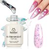 beetles 2 In 1 Silver Glitter Top Coat, 15 ML No wipe Stars Moon Halo Top Coat Soak Off UV Uv Led Gel Nail Polish Long Lasting Highly Shine Manicure Art Decoration Supplies