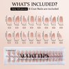 BTArtbox French Tip Press on Nails - 5 Styles XCOATTIPS Short Coffin Nails, Pre-Designed Swirl Soft Gel Nail Tips, Ultra Fit False Nails, Soak Off Acrylic Fake Nails Extensions for Nail Art DIY