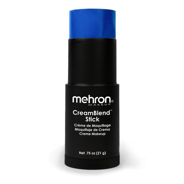 Mehron Makeup CreamBlend Stick | Face Paint, Body Paint, & Foundation Cream Makeup | Body Paint Stick Perfect for Halloween Makeup .75 oz (21 g) (Blue)