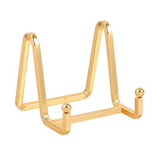 Plate Holder Easel Display Stand - 3 inch Metal Plate Stands for Display - Tabletop Picture Stand - Gold Iron Easels for Display Pictures | Photo Frames | Book | Decorative Plates | Plaque - 1 Pack